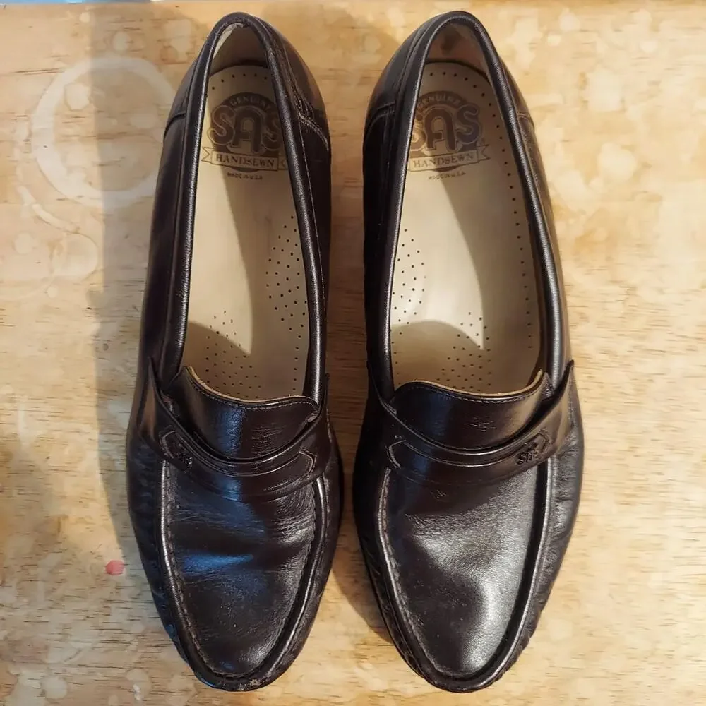 SAS Ace Men's US 9.5 Brown Leather Dress Loafer Casual Slip On Shoes